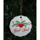Ceramic Ornament - God Jul Hearts & Pines